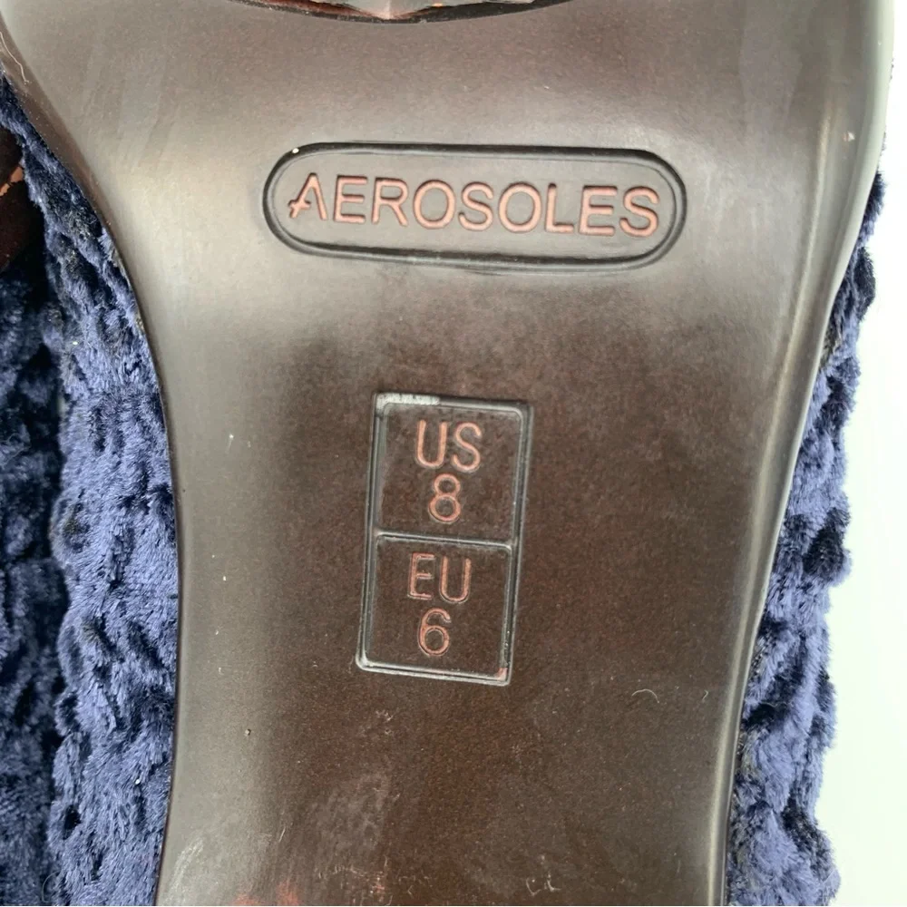 Aerosoles Crushed Velvet Heels Pumps Navy Blue Sz 8 “Lust Worthy”‎ Dress Shoes